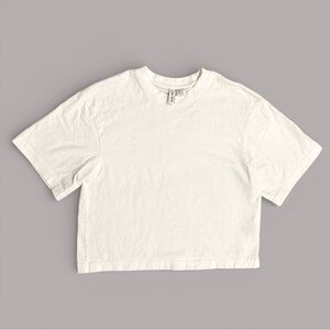 & Other Stories White Boxy Cropped Tee Minimalist Cotton Womens XS